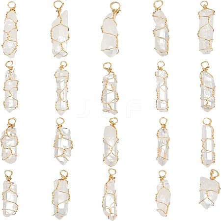 20pcs Natural Quartz Crystal Pointed Pendants FIND-FG0001-58-1