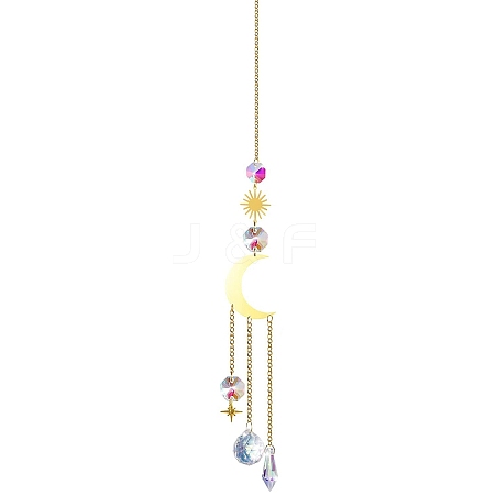 Glass & Brass Pendant Decorations HJEW-PW0002-05D-1