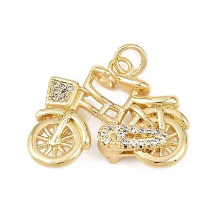 Brass Micro Pave Clear Cubic Zirconia Pendants KK-G544-03G-02-1