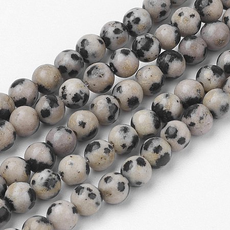Natural Dalmatian Jasper Bead Strands G-G735-68-4mm-1