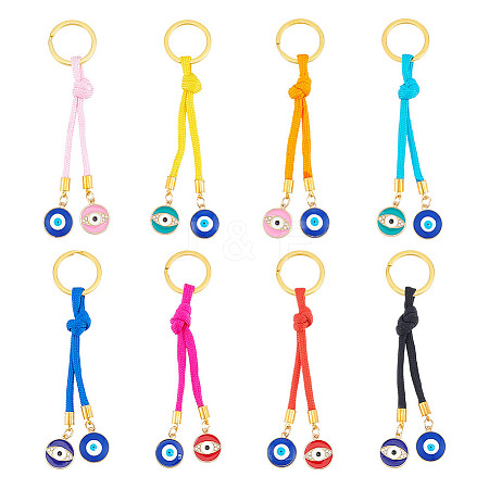 Polyester Cords & Alloy Enamel Evil Eye Keychain KEYC-DR00005-1