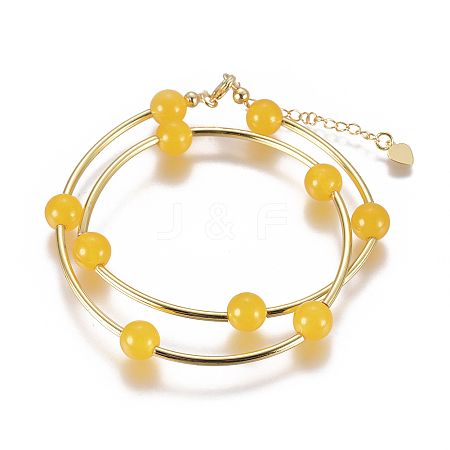 Natural Agate Wrap Bracelets BJEW-E284-04E-1