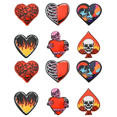 30Pcs 6 Styles Opaque Printed Acrylic Pendants MACR-CJ0002-12-1