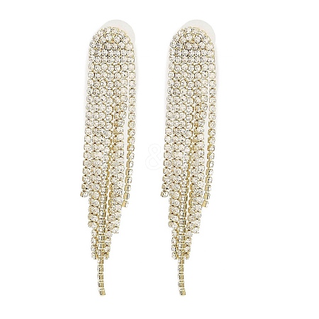 Cubic Zirconia Chains Tassel Earrings EJEW-P236-09G-1