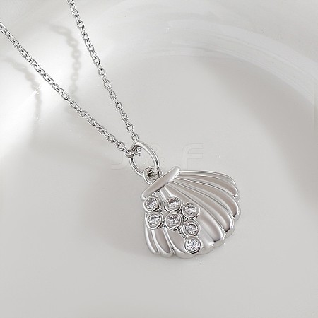 Ocean Summer Brass Pave Clear Cubic Zirconia Pendant Necklaces FS-WG82AA1-01-1