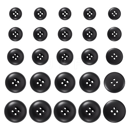 25Pcs 5 Styles 4-Hole Resin Buttons BUTT-TA0001-49-1