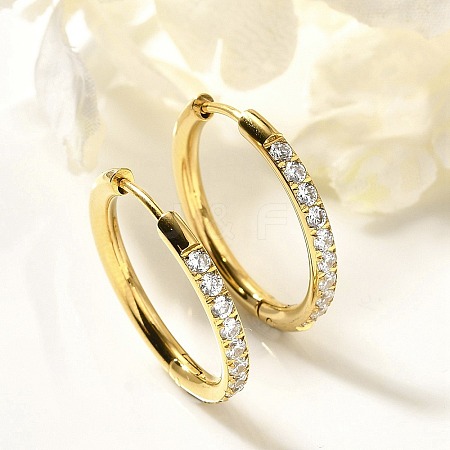 304 Stainless Steel Micro Pave Clear Cubic Zirconia Huggie Hoop Earrings EJEW-C096-01H-G01-1