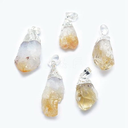 Natural Citrine Pendants G-P383-12S-1