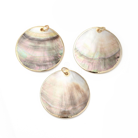 Natural Black Lip Shell Big Pendants X-BSHE-G029-20G-1