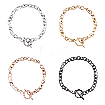 Unisex 304 Stainless Steel Cable Chain Bracelets BJEW-UN0001-09-1