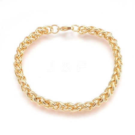 Ion Plating(IP) 304 Stainless Steel Wheat Chain Bracelets BJEW-P235-09G-1