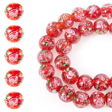 1 Strand Handmade Glod Sand Lampwork Beads Strands LAMP-TA0002-09C-1