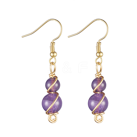 Natural Amethyst Dangle Earrings EJEW-JE03774-03-1