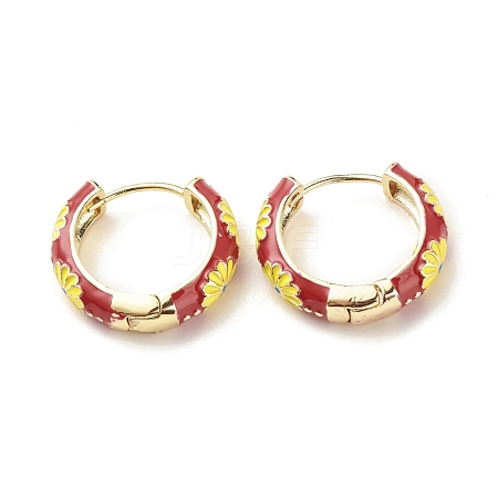 Daisy Flower Enamel Hoop Earrings EJEW-G290-01G-D-1