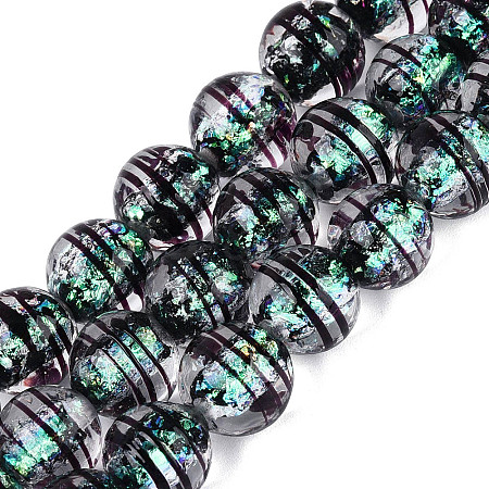 Handmade Foil Glass Lampwork Beads Strands FOIL-Q002-09B-1