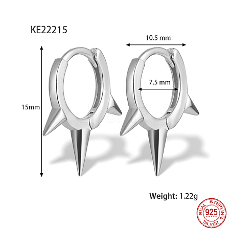 Rhodium Plated 925 Sterling Silver Hoop Earrings KJ0838-2-1