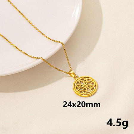 Vintage Stainless Steel Knot Pendant Lock Collarbone Chain Necklace for Women KO0043-4-1