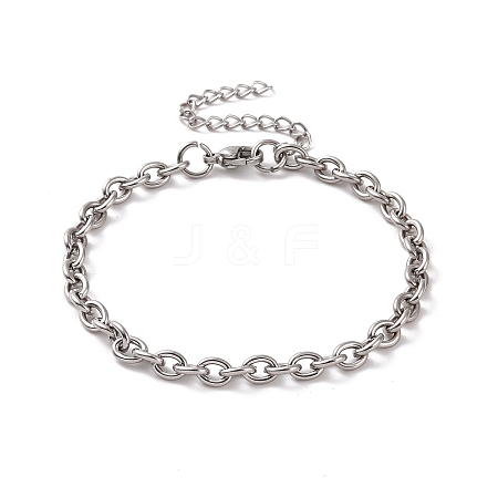 Non-Tarnish 304 Stainless Steel Cable Chain Bracelet for Men Women BJEW-E031-01P-07-1