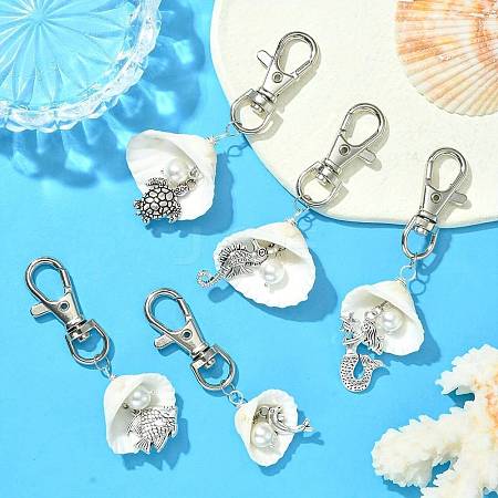 Shell & Ocean Theme Alloy Pendant Decorations HJEW-JM01572-S-1