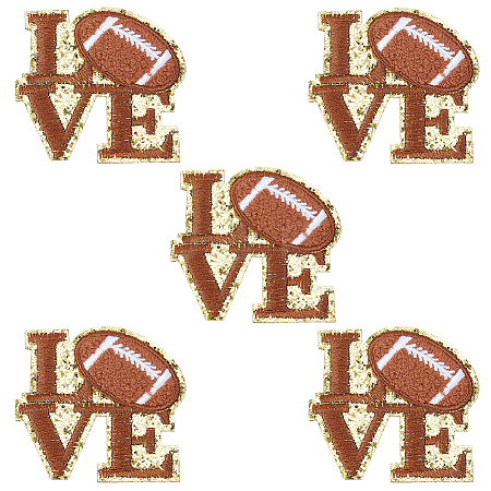 5Pcs Sports Polyester Glitter Powder Embroidery Sew On Patches PATC-GF0001-90-1