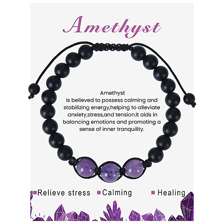 Natural Amethyst Beaded Bracelet with 8mm Matte Stone ZJ6492-1-1