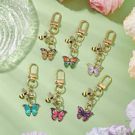 Butterfly Bees Alloy Enamel Pendant Decorations HJEW-JM02688-1