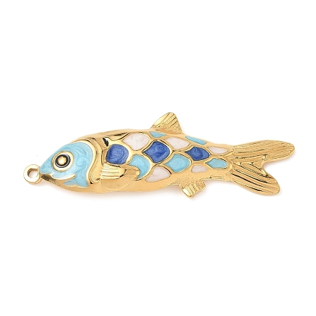 304 Stainless Steel Enamel Big Pendants X-STAS-L026-07G-01-1