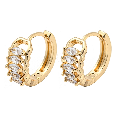 Brass with Clear Cubic Zirconia Hoop Earrings EJEW-B035-41KCG-1