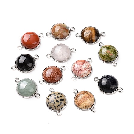 Natural & Synthetic Mixed Gemstone Connector Charms G-D059-01B-1