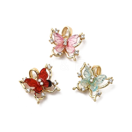 Brass Micro Pave Cubic Zirconia Charms KK-H089-29G-1