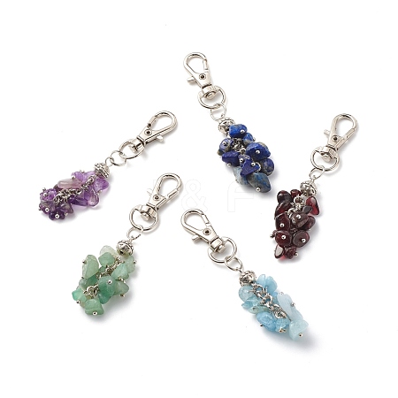 Gemstone Chips Cluster Pendant Decorations HJEW-JM00717-1