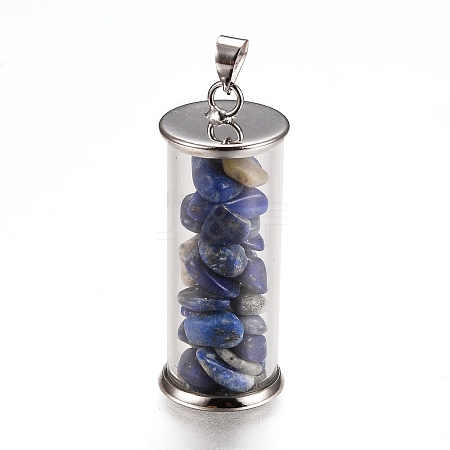 Alloy & Glass Wish Bottle Pendants G-Z017-02-1