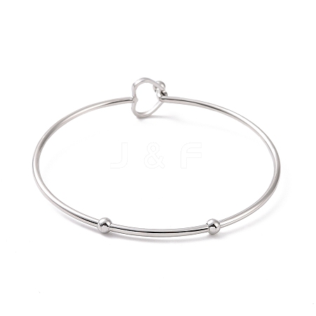 Non-Tarnish 201 Stainless Steel Hollow Out Heart Bangle BJEW-P285-01P-1