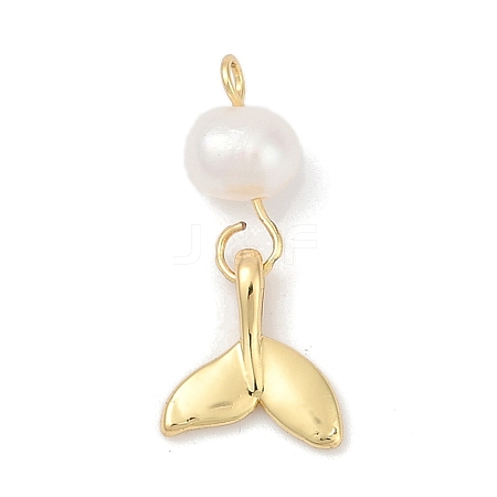 Natural Cultured Freshwater Pearl & Brass Pendants KK-U062-15G-1