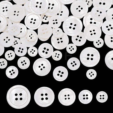 100Pcs 5 Styles 4-Hole Shell Buttons BUTT-PH0001-43-1