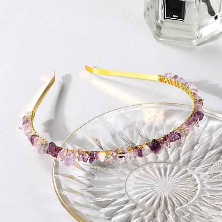 Wire Wrapped Natural Amethyst Chip Hair Bands PW-WG27230-13-1