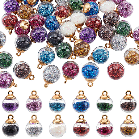 96Pcs 12 Colors Glass Globle Pendants GLAA-ME0001-28-1