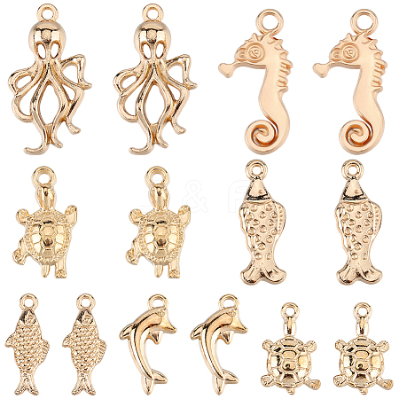 7 Styles Light Gold Marine animal Alloy Pendants FIND-SC0012-79-1