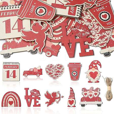 30Pcs 10 Styles Single Face Printed Wood Big Pendants Kit WOOD-CJC0011-11-1