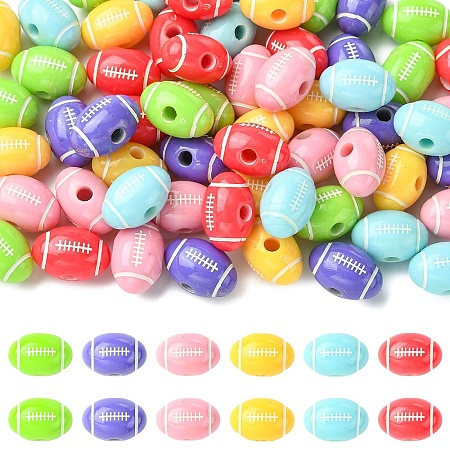 30Pcs 6 Colors Opaque Acrylic European Beads SACR-YW0002-10-1