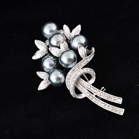 Exquisite Flower Alloy Rhinestone Brooch PW-WG7FC23-01-1