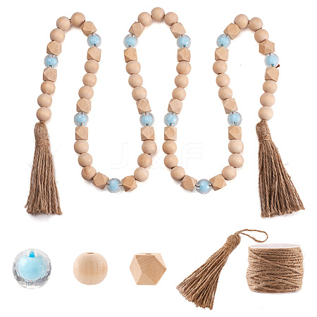 80Pcs Polygon & Round Wood Beads DIY-CF0001-01-1