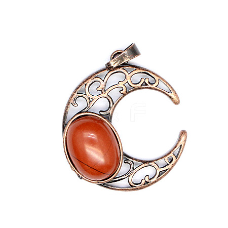 Retro Hollow Natural Red Jasper Pendants PW-WGE1A4B-06-1