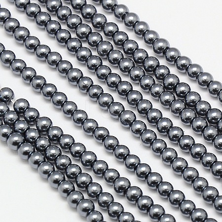 Eco-Friendly Dyed Glass Pearl Round Beads Strands HY-A002-4mm-RB077-1