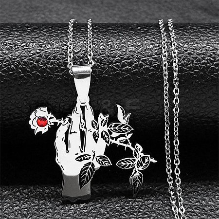 304 Stainless Steel Pendant Necklaces NJEW-G123-03P-1