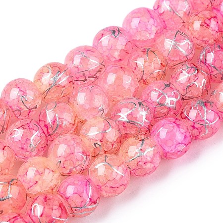 Drawbench Crackle Glass Beads Strands GLAA-N006-8mm-11-1