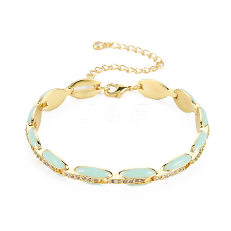 Brass Micro Pave Cubic Zirconia Link Chain Bracelet for Women BJEW-T020-05G-05-1