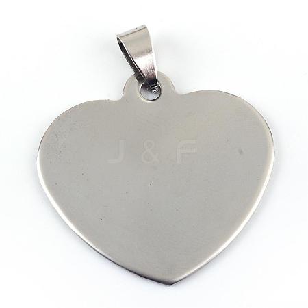 Non-Tarnish 201 Stainless Steel Mirror Polished Finish Stamping Blank Tag Pendants STAS-R064-82-1