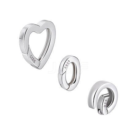 3Pcs 3 Styles 925 Sterling Silver Spring Gate Rings STER-PH0003-52-1