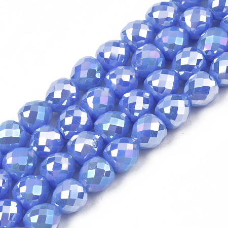 Electroplate Opaque Solid Color Glass Beads Strands EGLA-N002-26-A03-1